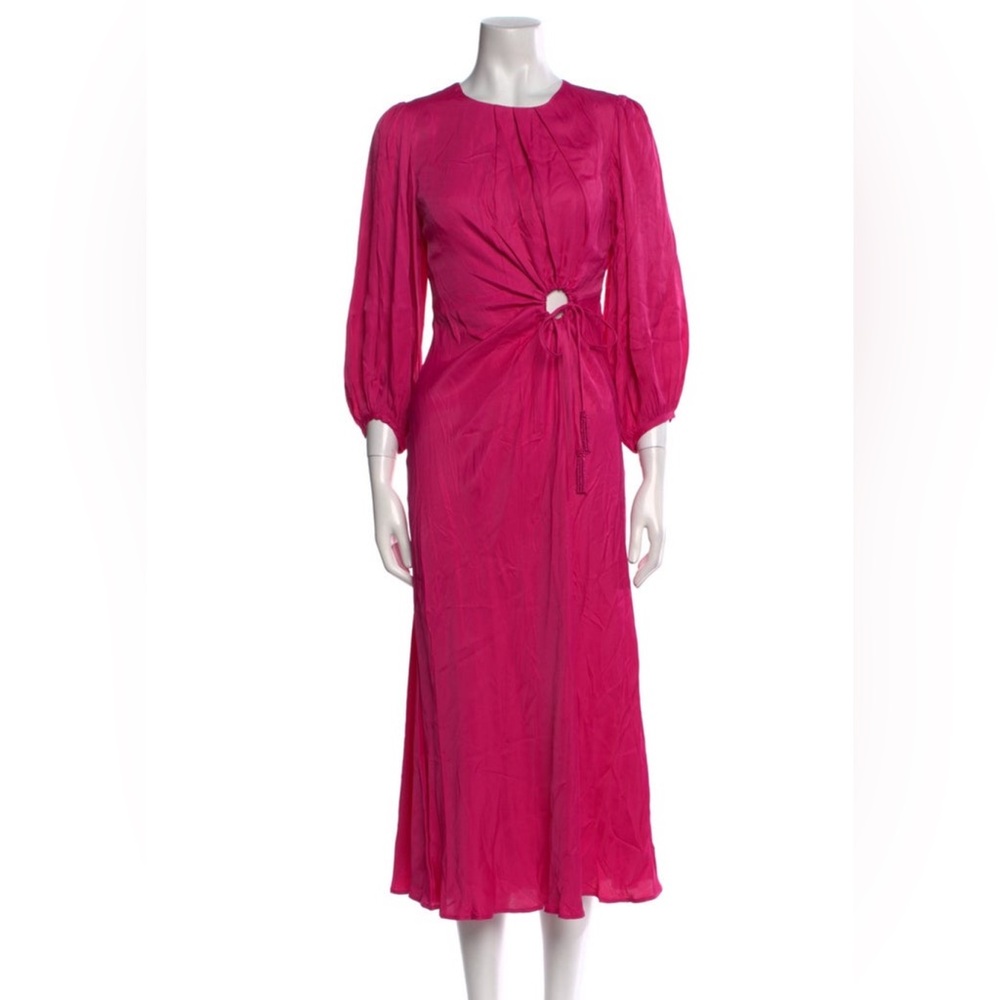 Farm Rio long sleeve hot pink maxi dress